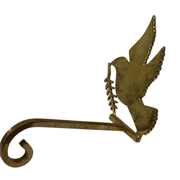 Christmas Stocking Holder Holiday Dove Heavy Solid Brass Christmas Mantle Decor - Picture 6 of 9
